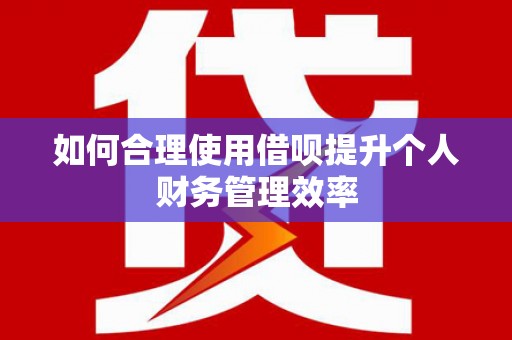无为如何合理使用借呗提升个人财务管理效率