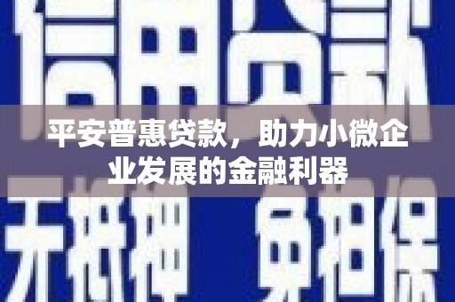 无为平安普惠贷款，助力小微企业发展的金融利器
