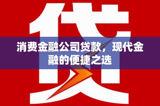 无为消费金融公司贷款，现代金融的便捷之选